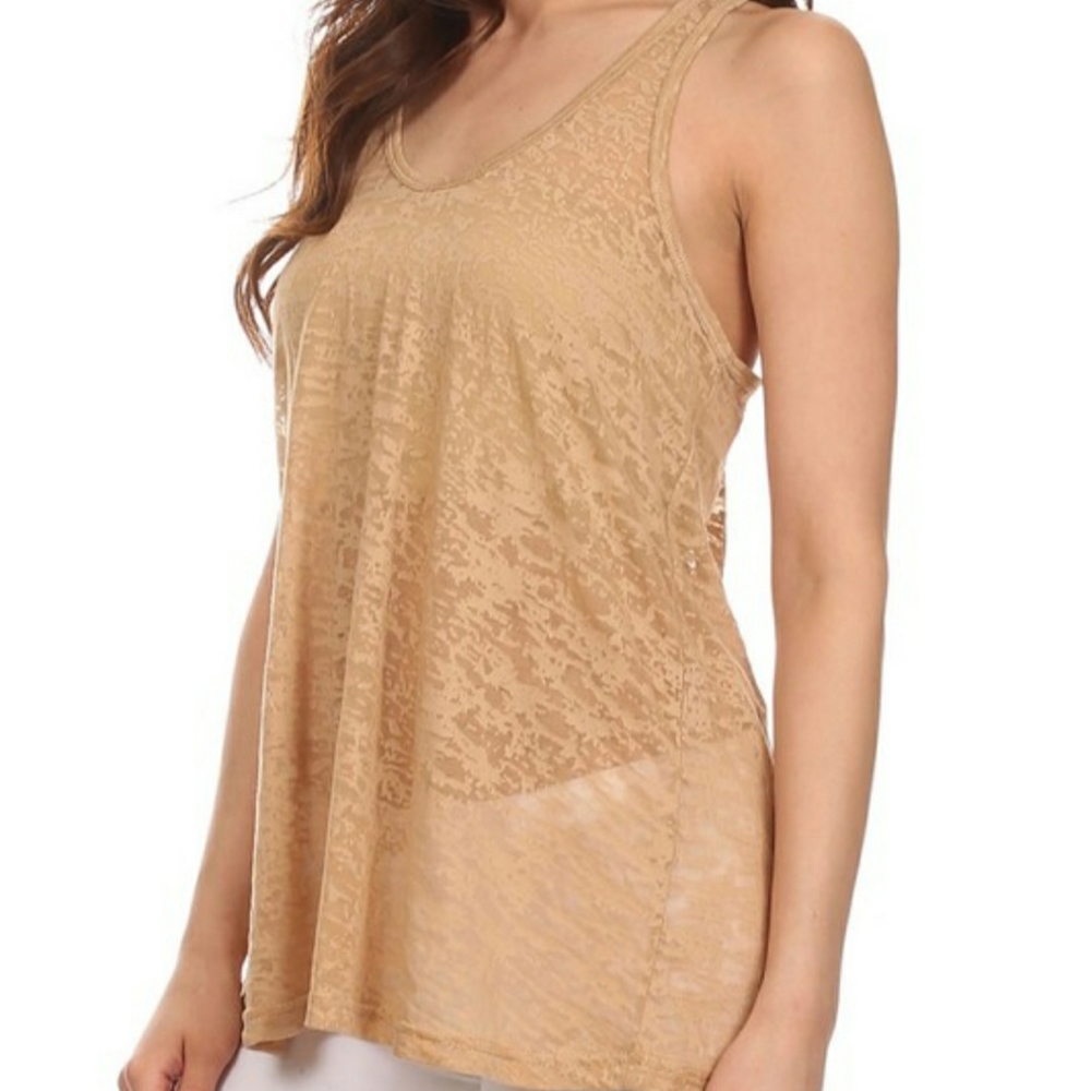 Women's Loose Fit Sheer Racerback Tank Top